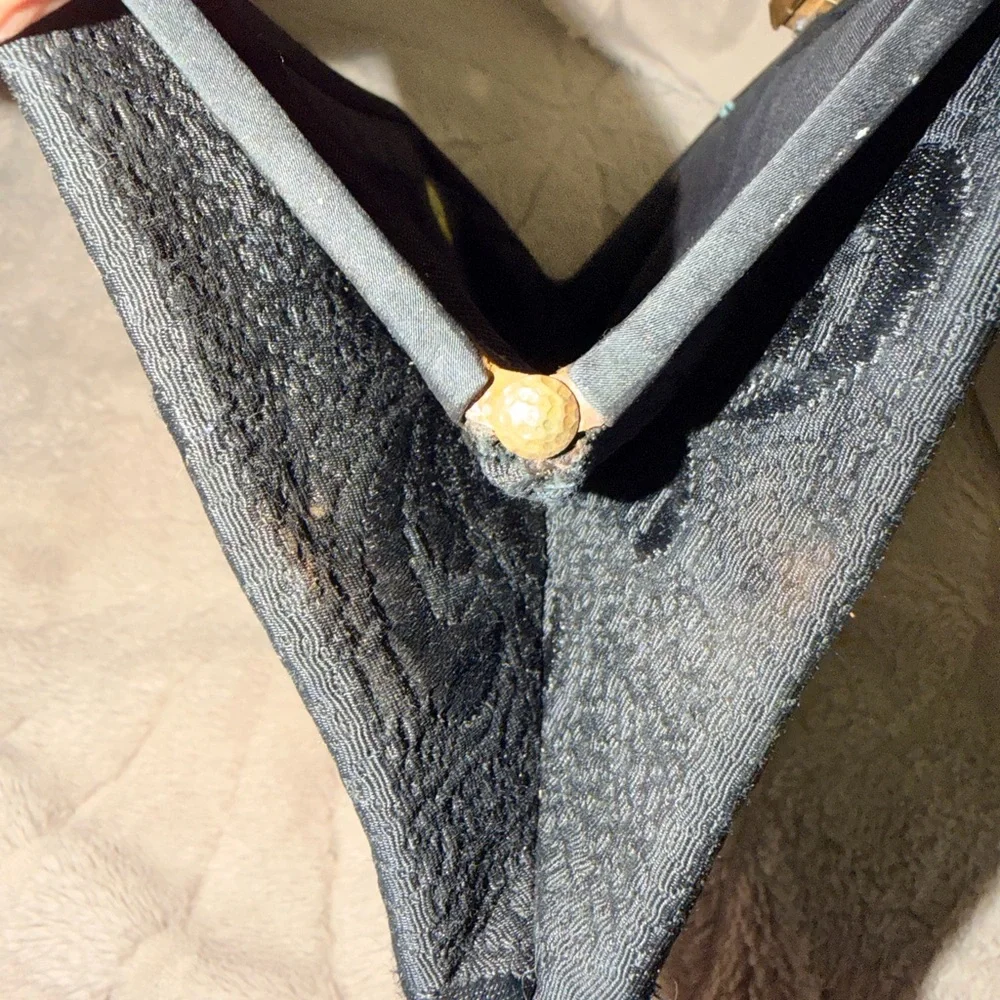 Vintage Garay Black Gold Handbag With design on fabric Late 1950’s -Early 1960’s